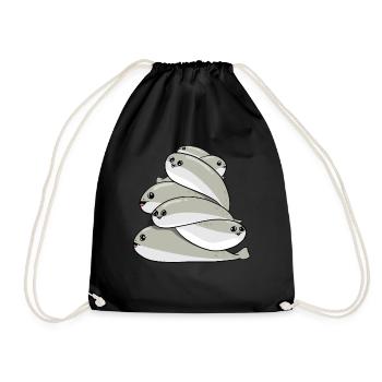 Sacabambaspis Heap Fish Meme - Drawstring Bag - black - Front