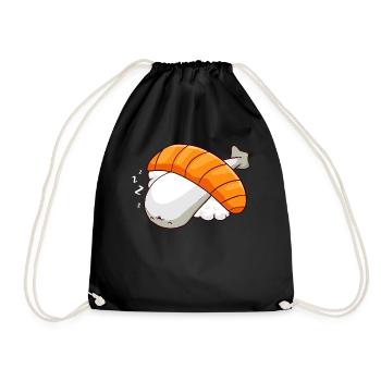 Sacabambaspis Fish Meme Japanese Sleeping Sush - Drawstring Bag - black - Front