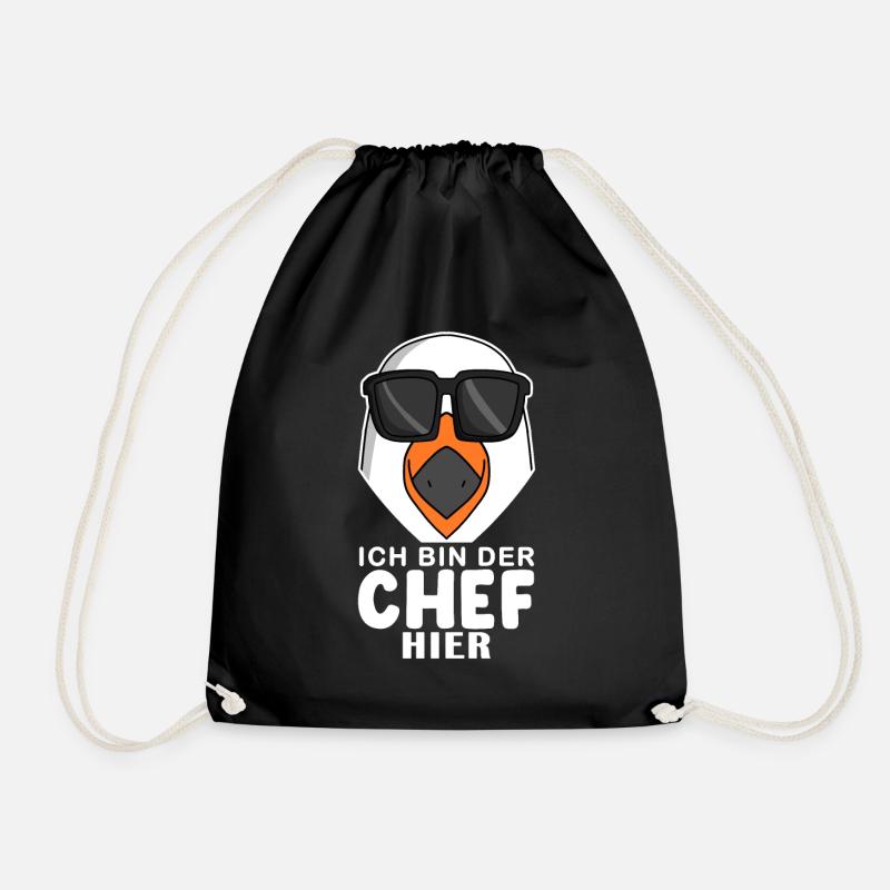 Chef Spruch mit Möwe Motiv - Turnbeutel - Schwarz