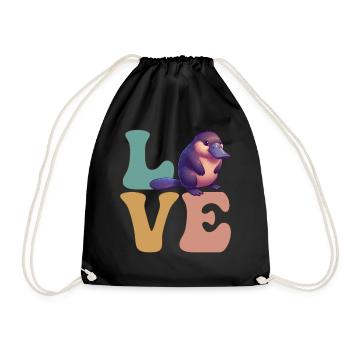 Cute platypus - Drawstring Bag - black - Front