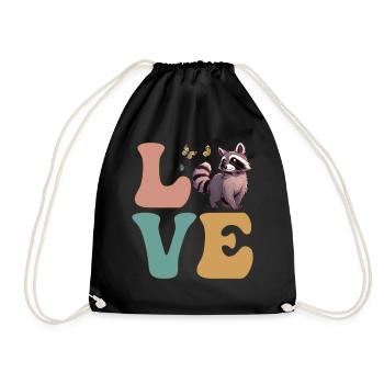 Cute raccoon street cat - Drawstring Bag - black - Front