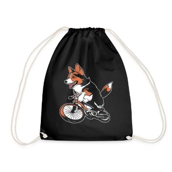 Corgi Rider Biker - Turnbeutel - Schwarz - Vorne