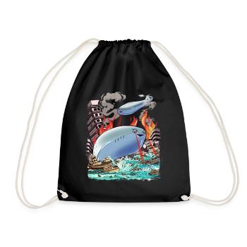 Sacabambaspi Fish Meme Kaiju Japanese Monster - Drawstring Bag - black - Front
