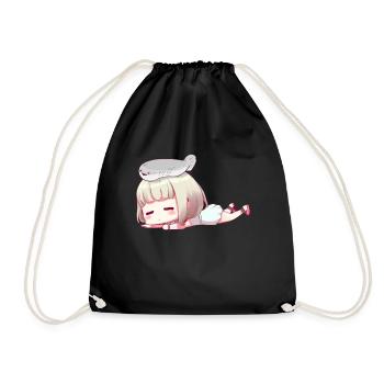 Sacabambaspis Fish Meme Japanese Anime Girl - Drawstring Bag - black - Front