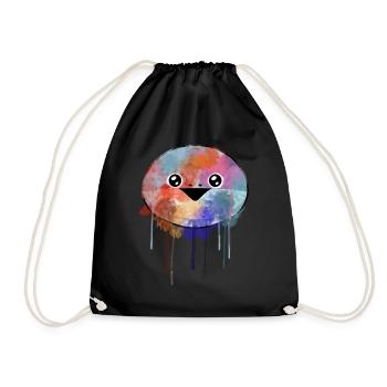 Sacabambaspis Face Fish Meme Painting - Drawstring Bag - black - Front