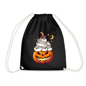 Sacabambaspis Pile Fish Meme Pumpkin Halloween - Drawstring Bag - black - Front