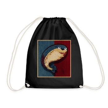Sacabambaspis Fisch Meme Blau Rot Retro - Turnbeutel - Schwarz - Vorne
