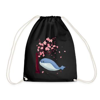 Sacabambaspis Fish Meme Sakura Cherry Blossom - Drawstring Bag - black - Front