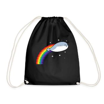 Sacabambaspis Fish Meme Pixel Rainbow - Drawstring Bag - black - Front
