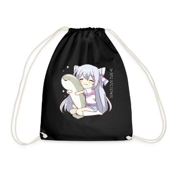 Sacabambaspis Fish Meme Japanese Anime Girl - Drawstring Bag - black - Front