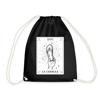 La Chancla Survivor Tarot Card Mexico Puerto Rico - Drawstring Bag - black - Front