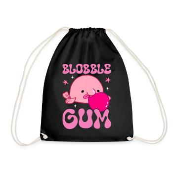 Lustiger Blobfisch Bubble Gum Meerestier - Turnbeutel - Schwarz - Vorne
