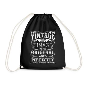 Vintage Made In 1983 41 Years Of Being Awesome - Drawstring Bag - black - Front