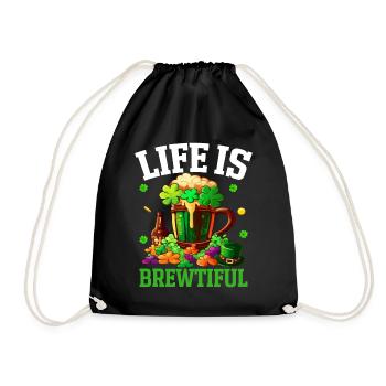 Funny Irish St. Patrick's Day Craft Beer - Drawstring Bag - black - Front