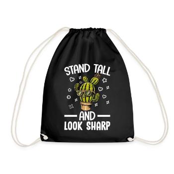 Funny Succulent Cactus - Drawstring Bag - black - Front