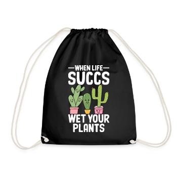 Funny Succulent Cactus - Drawstring Bag - black - Front