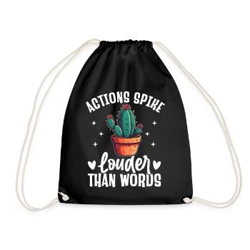 Funny Succulent Cactus - Drawstring Bag - black - Front
