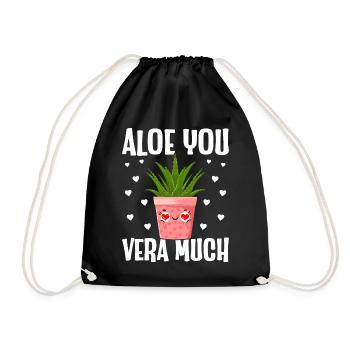 Funny Succulent Aloe Vera - Drawstring Bag - black - Front