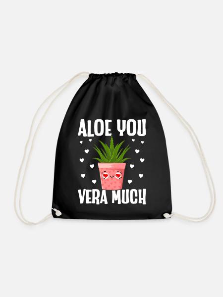 Lustige Sukkulente Aloe Vera - Turnbeutel - Schwarz