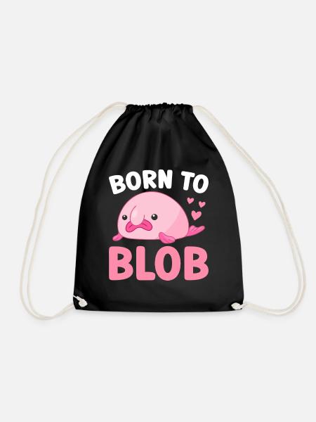 Funny Blobfish Sea Creature - Drawstring Bag - black
