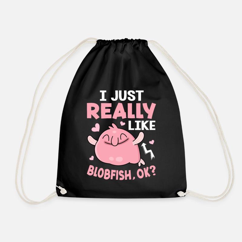 Funny sea creature - Drawstring Bag - black