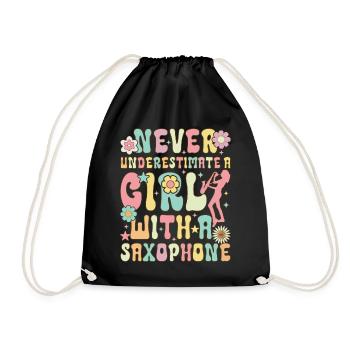 Saxophon Girl Saxophonistin - Turnbeutel - Schwarz - Vorne