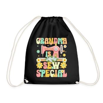 Groovy Sewing Oma Weiblich Sewer - Turnbeutel - Schwarz - Vorne