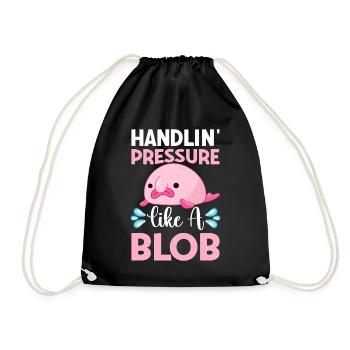 Funny Blobfish Sea Creature - Drawstring Bag - black - Front