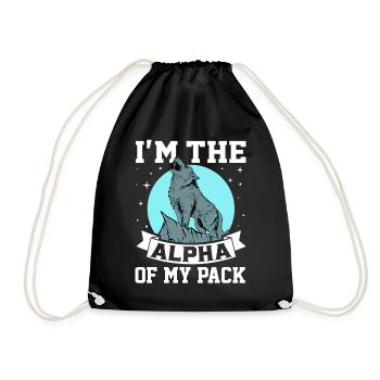 Funny wolf - Drawstring Bag - black - Front