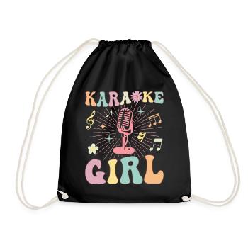 Groovy Female Singer Music Lover - Drawstring Bag - black - Front