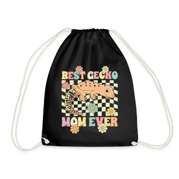 Leopard Gecko Mom Lizard Reptile - Drawstring Bag - black - Front