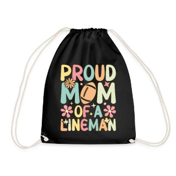 Groovy Football Lineman Mom - Drawstring Bag - black - Front