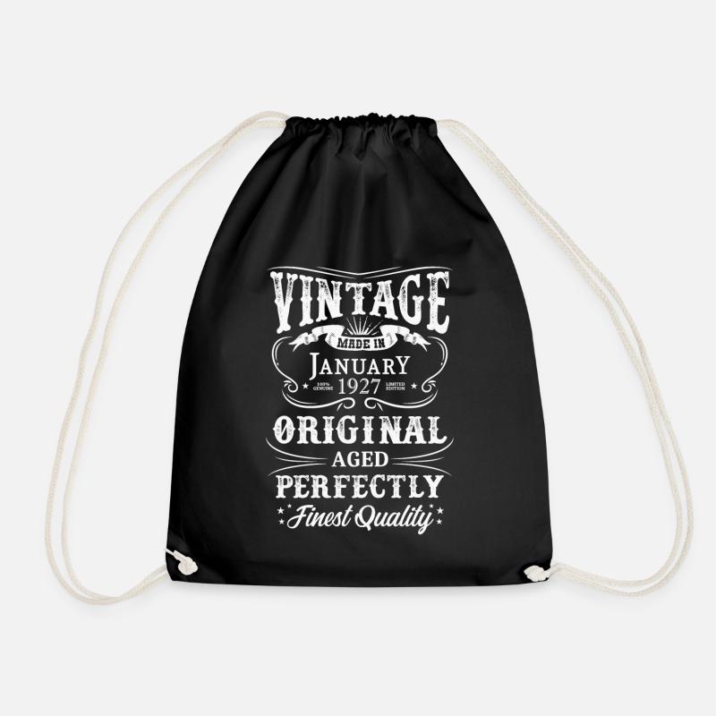Vintage Made In 1927 Year 1927 Born - Drawstring Bag - black