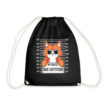 Bad Cattitude Katzenfrau - Turnbeutel - Schwarz - Vorne