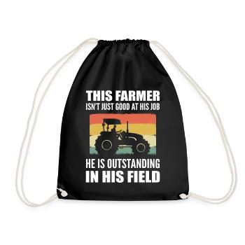 Lustiger Bauer Landwirt - Turnbeutel - Schwarz - Vorne