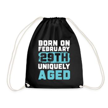 Happy Birthday Leap Year February 29 Leap Day - Drawstring Bag - black - Front