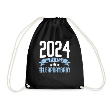 Happy Birthday Leap Year February 29 Leap Day - Drawstring Bag - black - Front