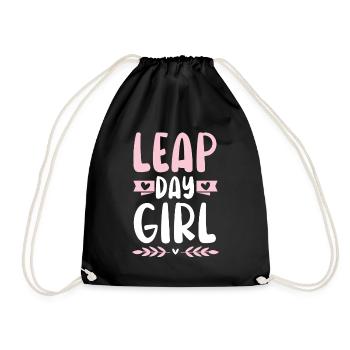 Happy Birthday Leap Year February 29 Leap Day - Drawstring Bag - black - Front