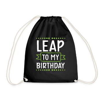 Happy Birthday Leap Year February 29 Leap Day - Drawstring Bag - black - Front