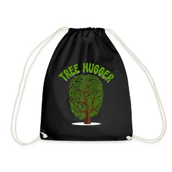 Environmentalist nature lover fingerprint - Drawstring Bag - black - Front