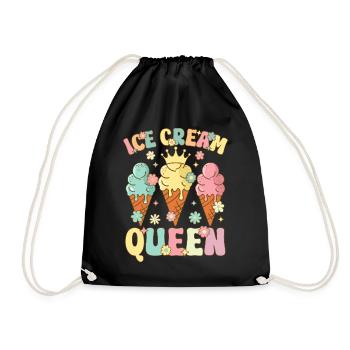 Groovy Ice Cream Girl Ice Cream Cone - Drawstring Bag - black - Front