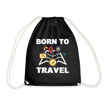 Born To Travel Tourist - Turnbeutel - Schwarz - Vorne