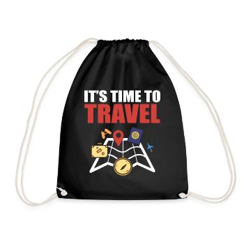 It's Time To Travel Flugbegleiterin - Turnbeutel - Schwarz - Vorne