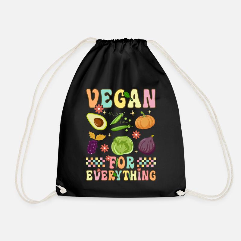 Groovy Plant-Based Diet Veganism - Drawstring Bag - black