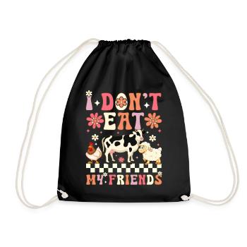 Groovy Vegan Plant-Based Diet Veganism - Drawstring Bag - black - Front