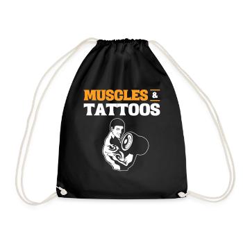 Muscles & Tattoos Tätowierter Fitnessstudio - Turnbeutel - Schwarz - Vorne