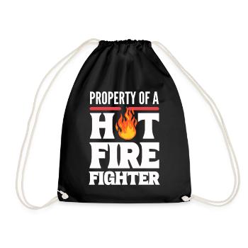 Property Of A Hot Firefighter Feuerwehrkapitän - Turnbeutel - Schwarz - Vorne