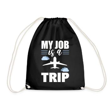 My Job Is A Trip Flugbegleiter - Turnbeutel - Schwarz - Vorne