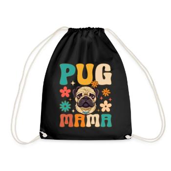 Groovy Pug Mom Weiblicher Hundeliebhaber - Turnbeutel - Schwarz - Vorne