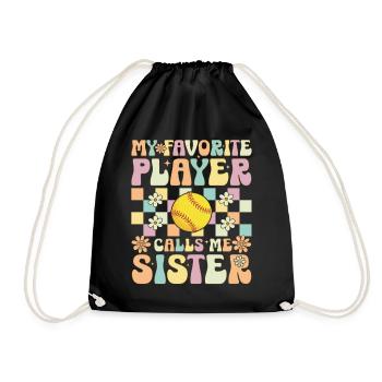 Softball Sister - Drawstring Bag - black - Front